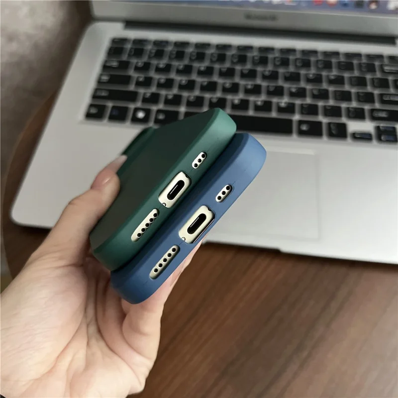 TMT-serie til iPhone 15 Plus mobiltelefonbeskytter med blød indfod i TPU og skydelinsevindue - babyblå