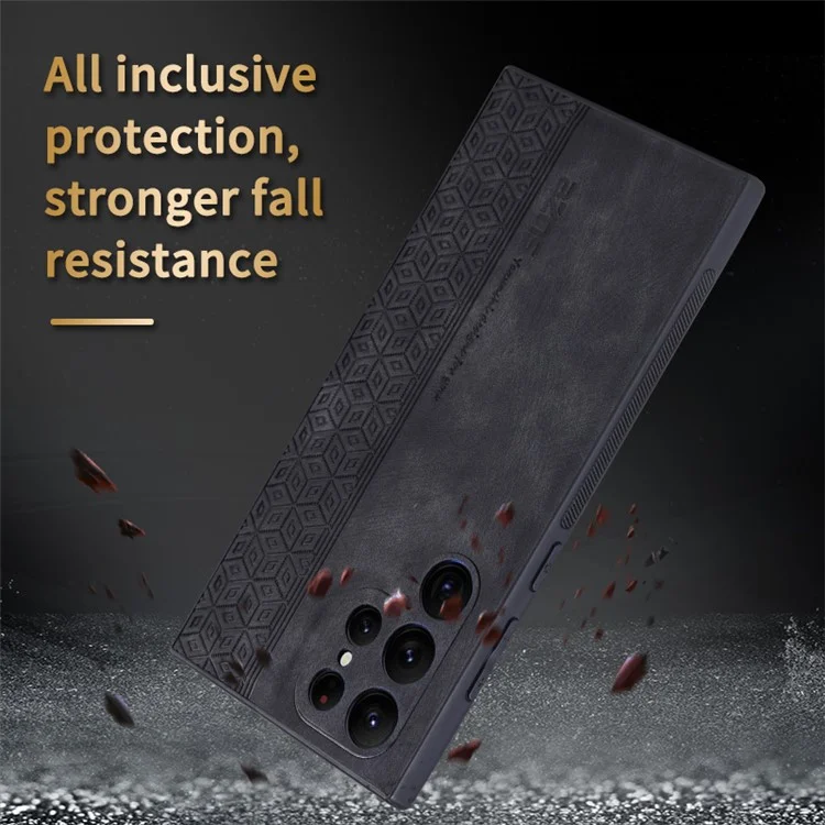AZNS Pour Samsung Galaxy S24 Ultra Étui de téléphone portable Imprimer PU Cuir+TPU Anticrash - Marron
