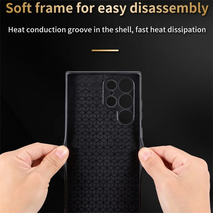 AZNS Pour Samsung Galaxy S24 Ultra Étui de téléphone portable Imprimer PU Cuir+TPU Anticrash - Marron