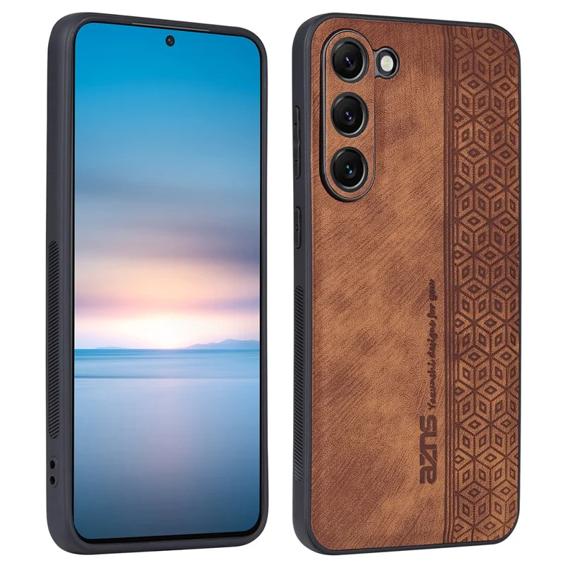 AZNS لجهاز Samsung Galaxy S24+ غطاء مطبوع من جلد PU + TPU واقي للهاتف المحمول - بني