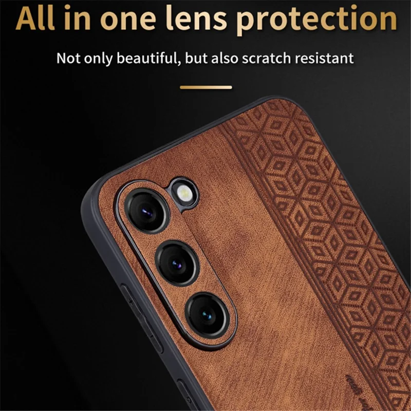 AZNS لجهاز Samsung Galaxy S24+ غطاء مطبوع من جلد PU + TPU واقي للهاتف المحمول - بني