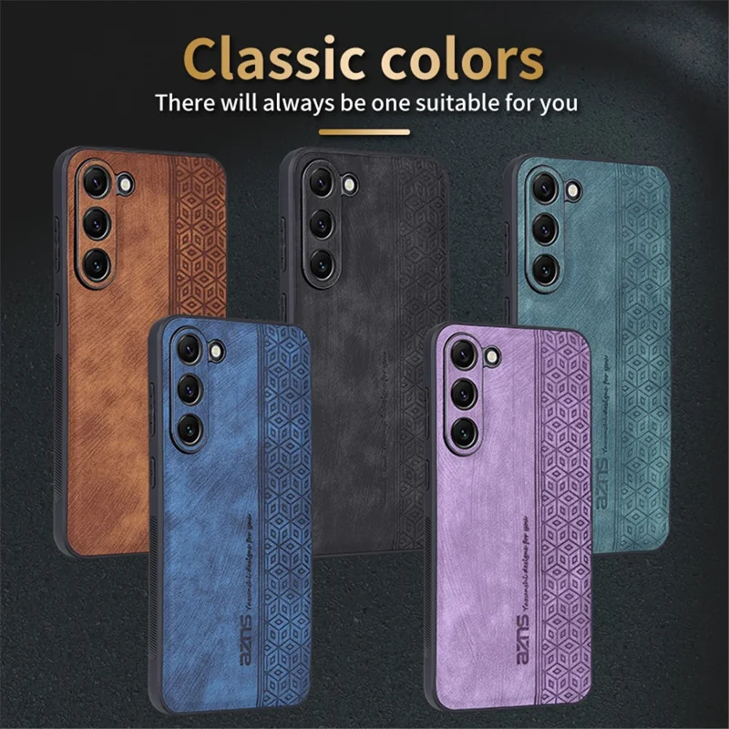 AZNS لجهاز Samsung Galaxy S24+ غطاء مطبوع من جلد PU + TPU واقي للهاتف المحمول - بني