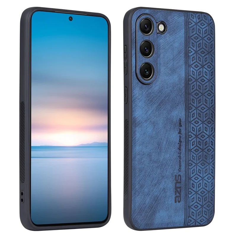 AZNS voor Samsung Galaxy S24 hoesje met afgedrukt patroon, PU leer + TPU schokabsorberende smartphone hoes - Blauw