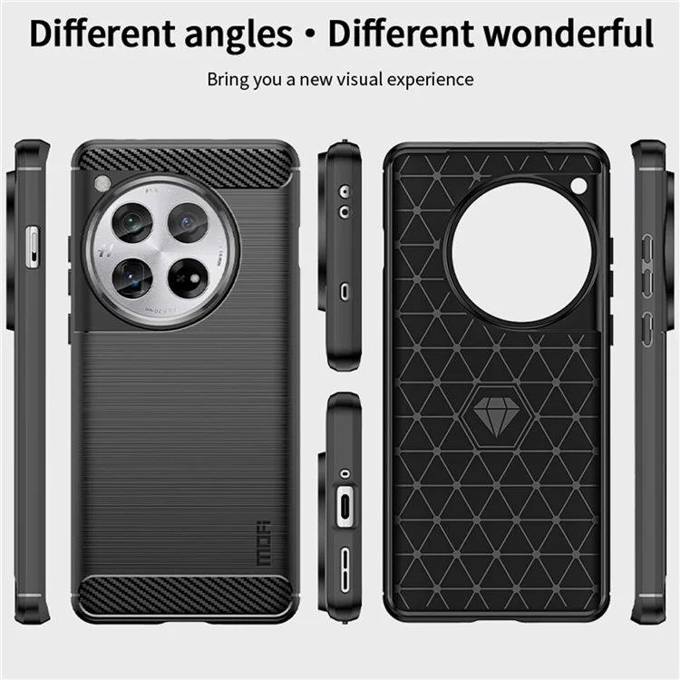 MOFI JK TPU Series-1 For OnePlus 12 5G Case Carbon Fiber Texture TPU Phone Cover - Black