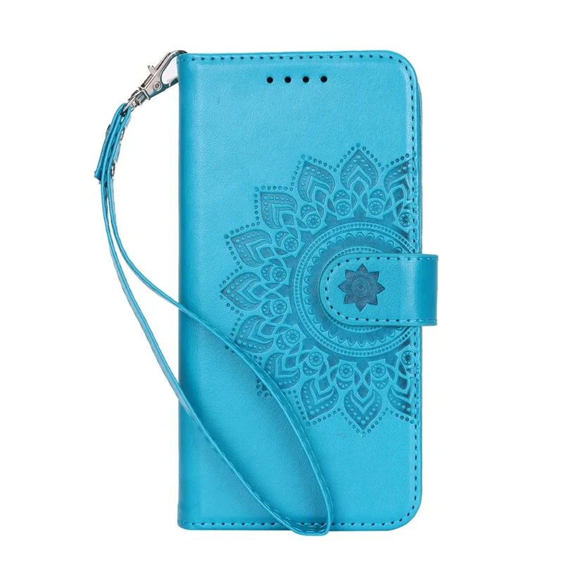 Per Samsung Galaxy A52 5G Case PU Leather R61 Texture Wallet Card Slots Phone Cover - Blu