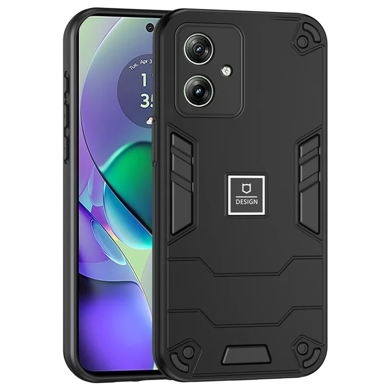 For Motorola Moto G54 5G Phone Case Dual Layer Hybrid TPU + PC Back Cover - Black
