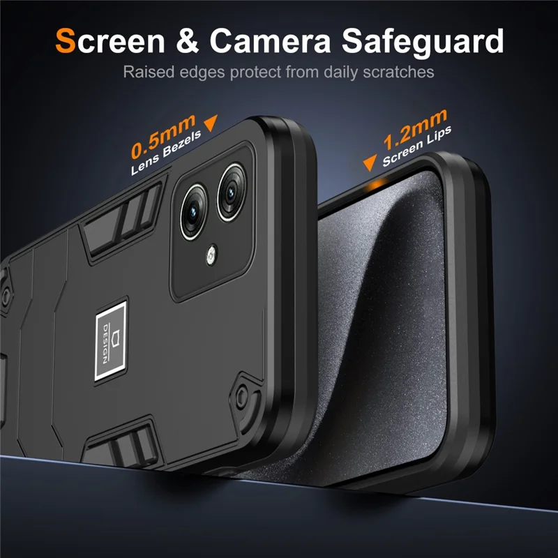 For Motorola Moto G54 5G Phone Case Dual Layer Hybrid TPU + PC Back Cover - Black