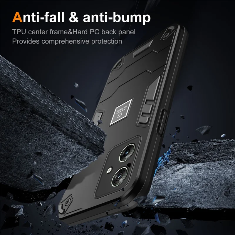 For Motorola Moto G54 5G Phone Case Dual Layer Hybrid TPU + PC Back Cover - Black