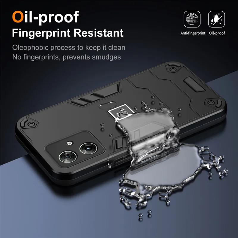 For Motorola Moto G54 5G Phone Case Dual Layer Hybrid TPU + PC Back Cover - Black