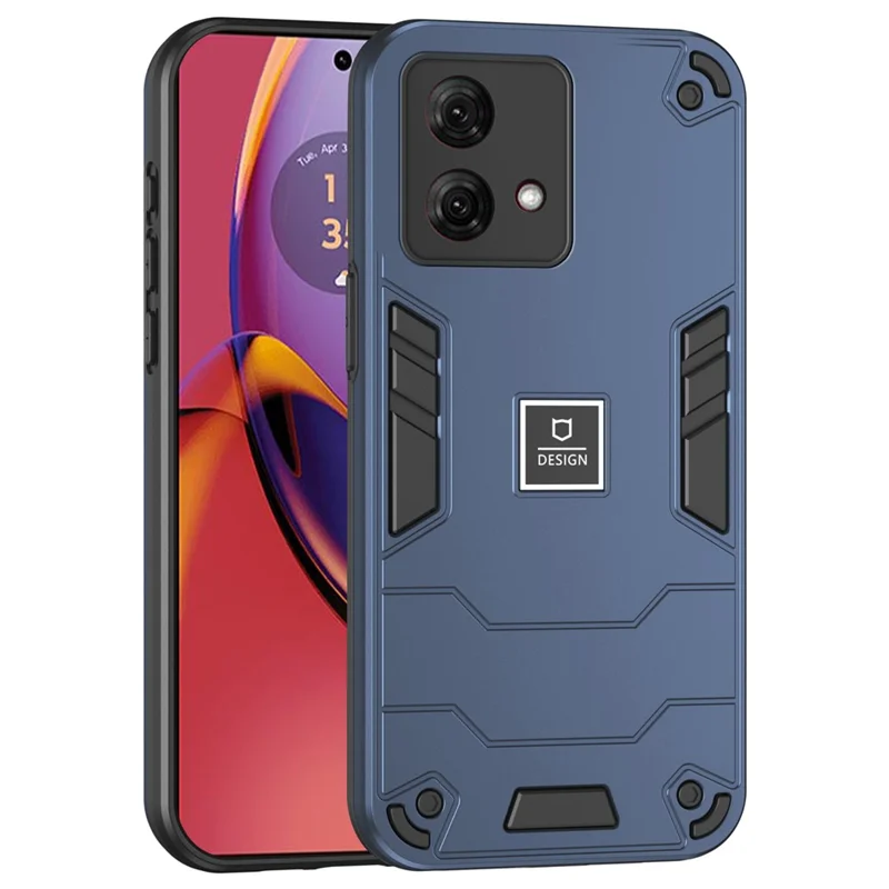 For Motorola Moto G84 5G Phone Case TPU + PC Shockproof Rugged Cover - Navy Blue