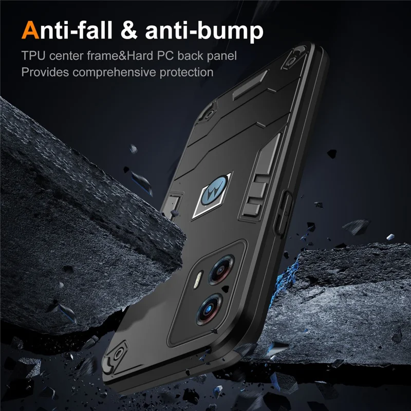 For Motorola Moto G 5G (2023) Phone Case Soft TPU Hard PC Dual Layer Protective Cover - Black