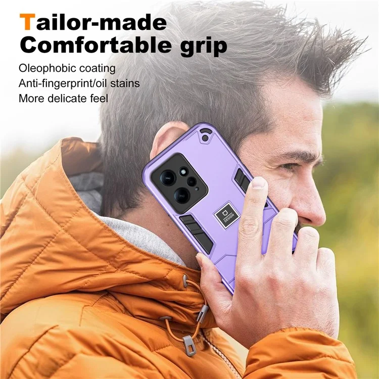 For Xiaomi Redmi Note 12 4G Case 2 in 1 Shockproof Phone Cover Oil-proof - Purple