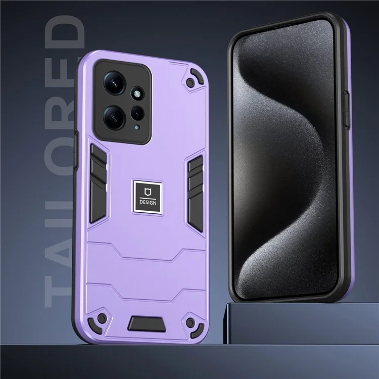 For Xiaomi Redmi Note 12 4G Case 2 in 1 Shockproof Phone Cover Oil-proof - Purple
