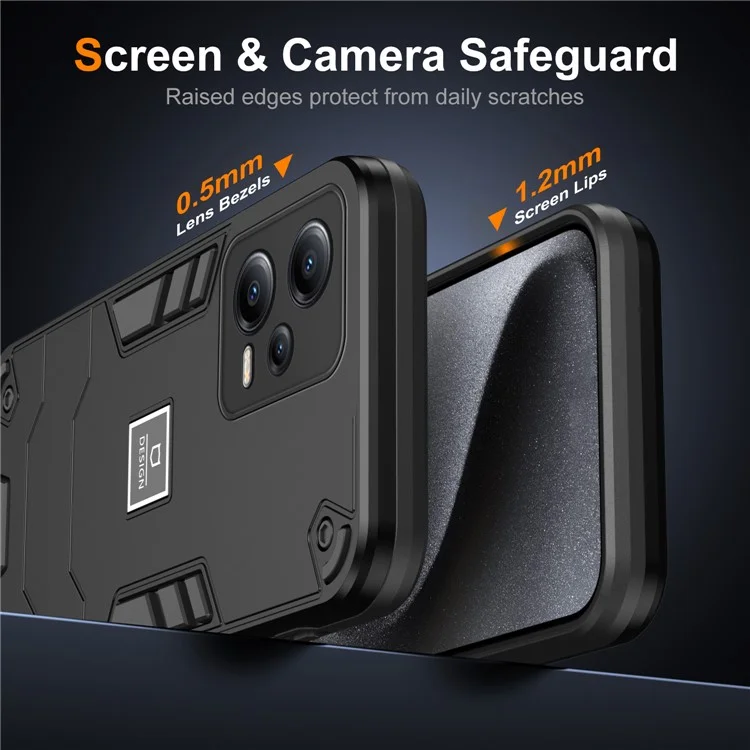 Pour Xiaomi Redmi Note 12 Pro+ 5G Étui de téléphone Housse de protection contre les chutes PC+TPU 2 en 1 - Noir