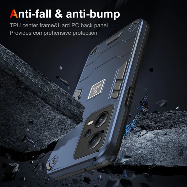 Pour Xiaomi Redmi Note 12 5G (Inde) / Poco X5 5G Coque Téléphone PC+TPU - Bleu Marine