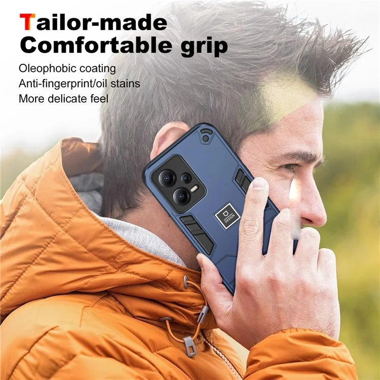 Pour Xiaomi Redmi Note 12 5G (Inde) / Poco X5 5G Coque Téléphone PC+TPU - Bleu Marine
