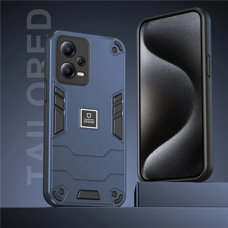 Pour Xiaomi Redmi Note 12 5G (Inde) / Poco X5 5G Coque Téléphone PC+TPU - Bleu Marine