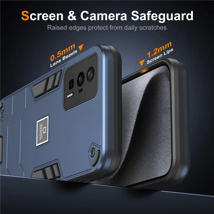 Para Xiaomi Poco F5 Pro 5G / Redmi K60 5G / K60 Pro 5G Capa 2 em 1 Híbrida Protetora PC+TPU - Azul Marinho