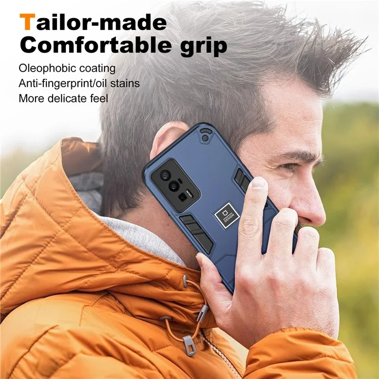 Para Xiaomi Poco F5 Pro 5G / Redmi K60 5G / K60 Pro 5G Capa 2 em 1 Híbrida Protetora PC+TPU - Azul Marinho
