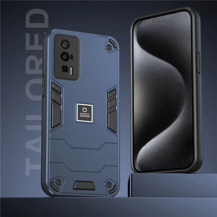 For Xiaomi Poco F5 Pro 5G / Redmi K60 5G / K60 Pro 5G Case 2-in-1 Hybrid Protective PC+TPU Phone Cover - Navy Blue