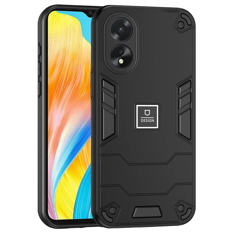 لـ Oppo A38 4G / A18 4G غطاء واقي مصنوع من مادة البولي كربونات + TPU تصميم ثنائي الطبقات حماية من السقوط - أسود