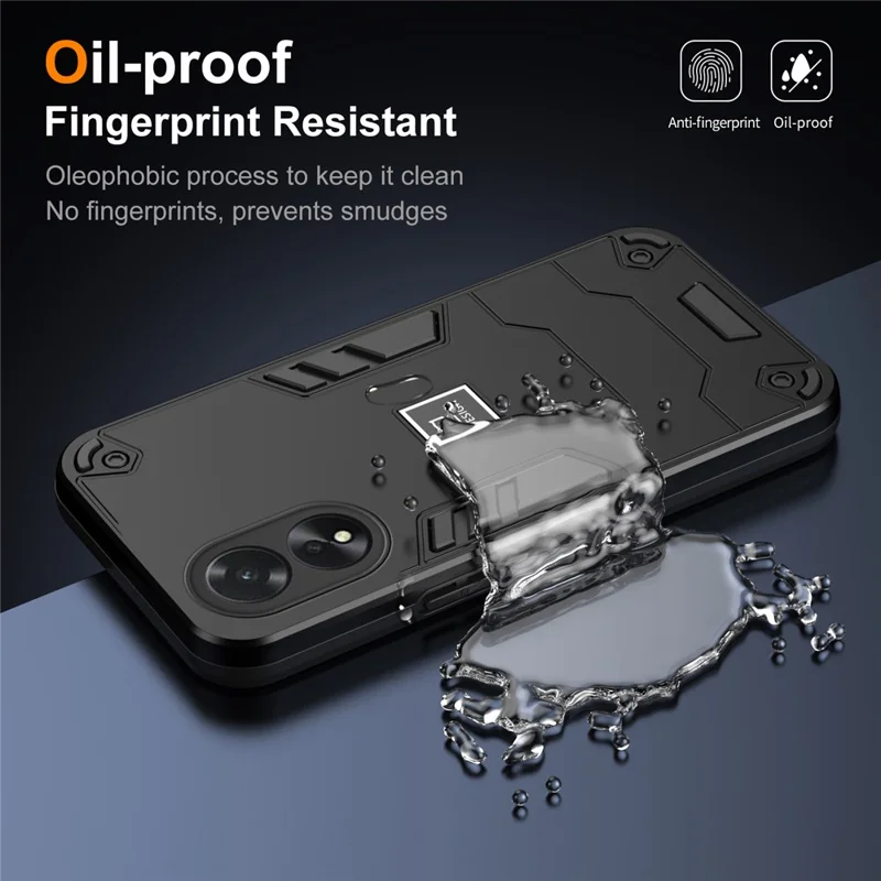 لـ Oppo A38 4G / A18 4G غطاء واقي مصنوع من مادة البولي كربونات + TPU تصميم ثنائي الطبقات حماية من السقوط - أسود