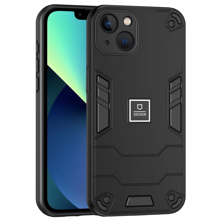 Case for iPhone 13 Hard PC Back Soft TPU Bumper Protective Phone Cover - Black