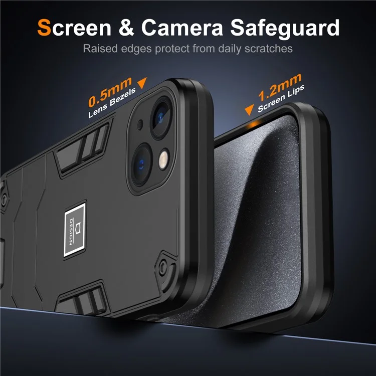 Case for iPhone 13 Hard PC Back Soft TPU Bumper Protective Phone Cover - Black