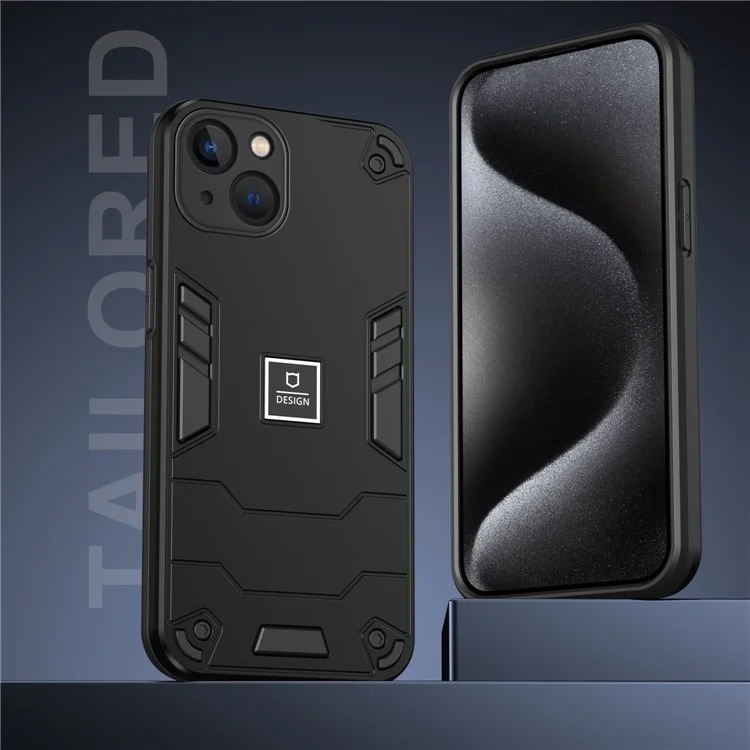 Case for iPhone 13 Hard PC Back Soft TPU Bumper Protective Phone Cover - Black