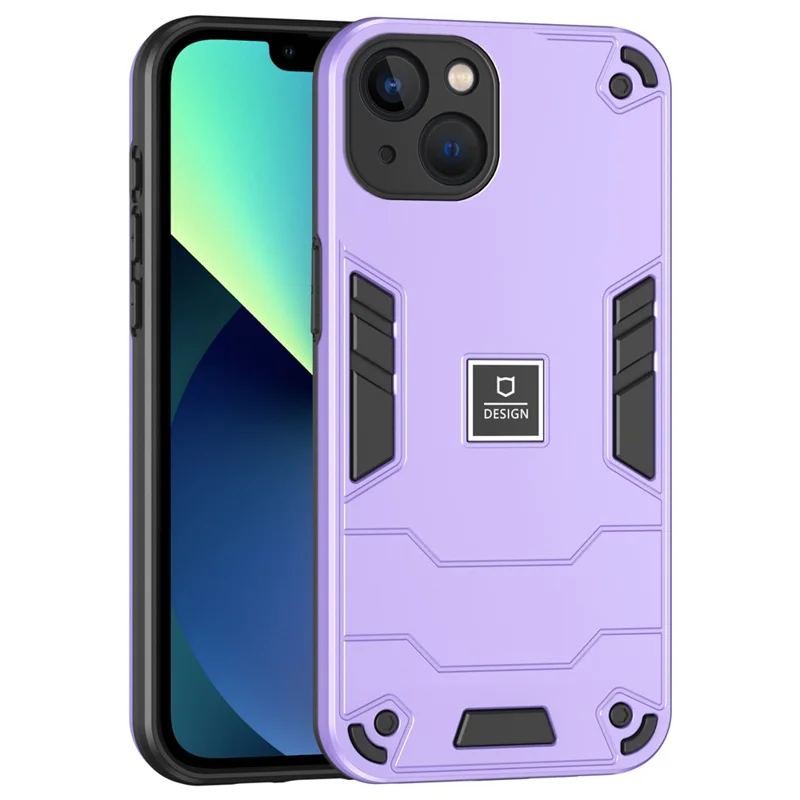 Case for iPhone 13 Hard PC Back Soft TPU Bumper Protective Phone Cover - Purple