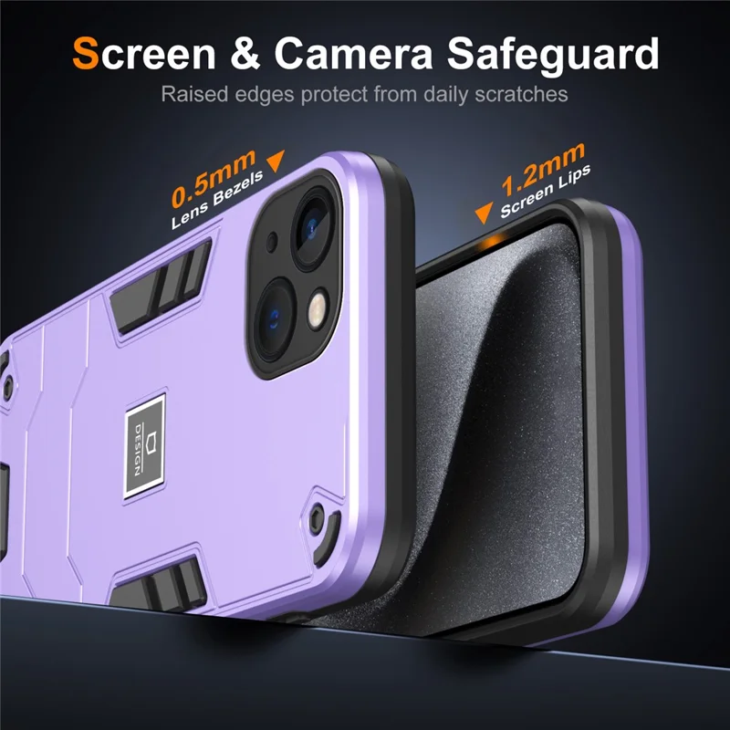 Case for iPhone 13 Hard PC Back Soft TPU Bumper Protective Phone Cover - Purple