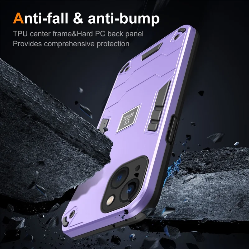 Case for iPhone 13 Hard PC Back Soft TPU Bumper Protective Phone Cover - Purple