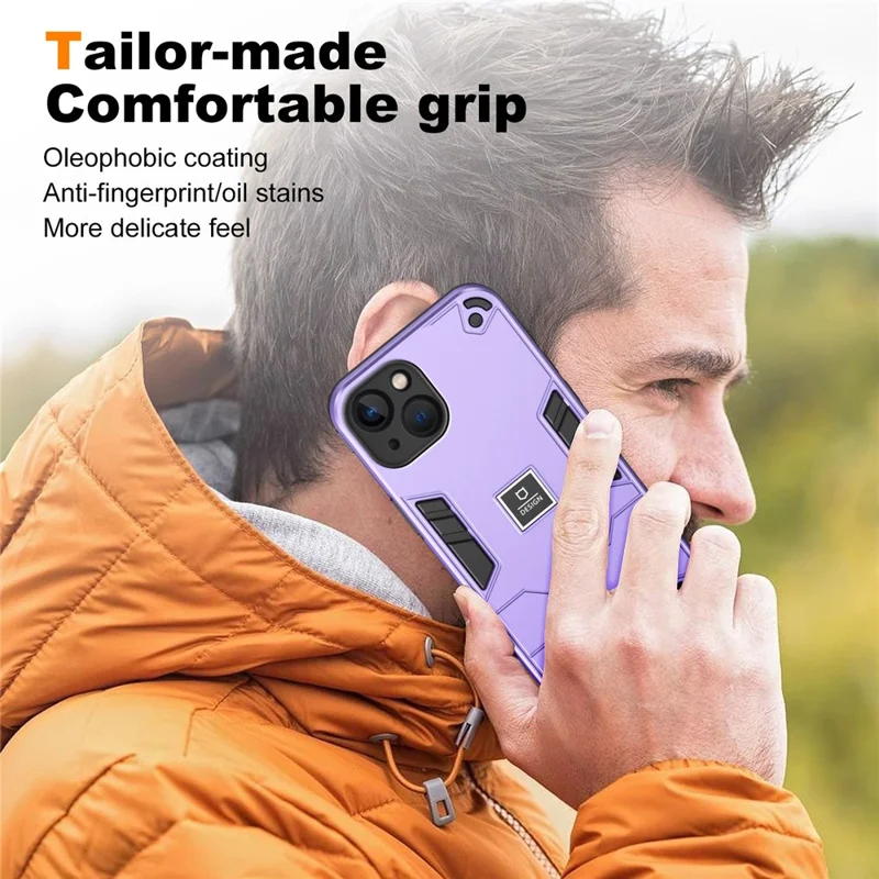 Case for iPhone 13 Hard PC Back Soft TPU Bumper Protective Phone Cover - Purple