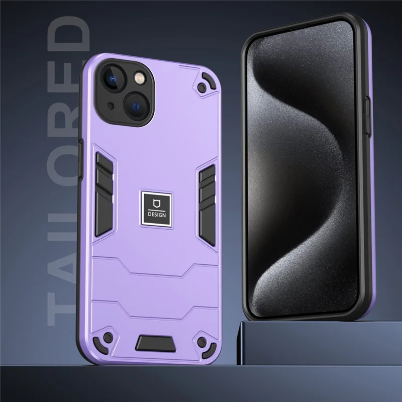 Case for iPhone 13 Hard PC Back Soft TPU Bumper Protective Phone Cover - Purple