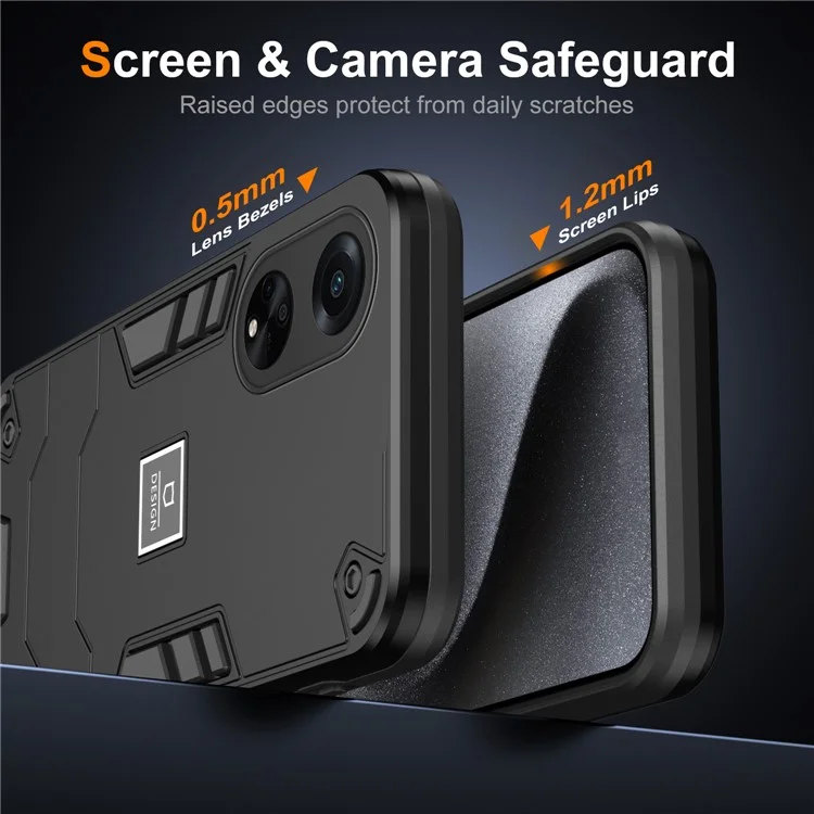 Pour Oppo A98 5G / F23 5G / A1 5G Étui Coque Rigide PC Souple TPU Couvercle de Téléphone Anti-Empreintes Digitales - Noir