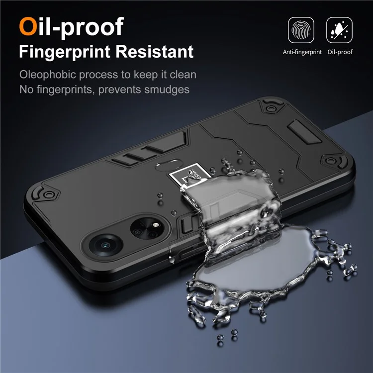 Pour Oppo A98 5G / F23 5G / A1 5G Étui Coque Rigide PC Souple TPU Couvercle de Téléphone Anti-Empreintes Digitales - Noir