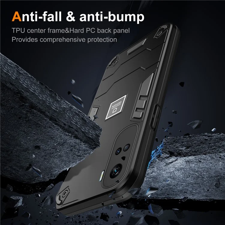 Pour Honor 90 Lite 5G Case Hybrid Dual Layer 2 en 1 Couverture de téléphone dur PC Soft TPU - Noir