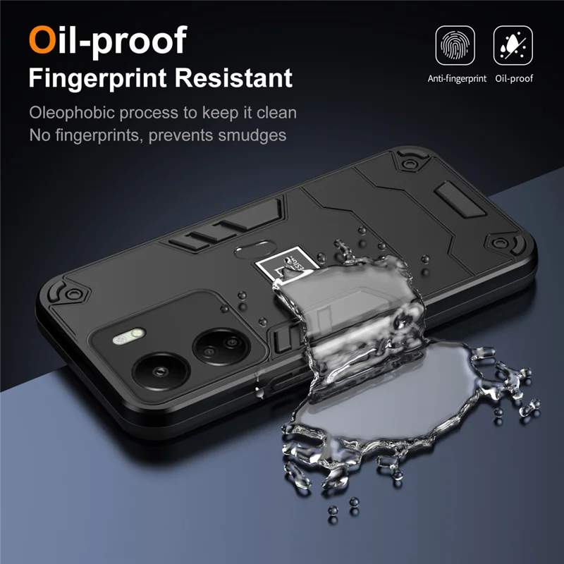 For Xiaomi Redmi 13C 4G / Poco C65 4G Case PC+TPU Dual Layers Phone Cover - Black