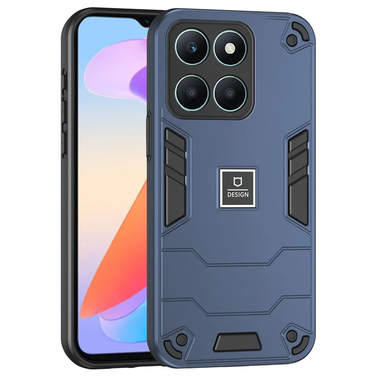 For Honor X6a 4G Case Anti-slip Phone Cover Hard PC Back with Soft TPU Bumper - Navy Blue