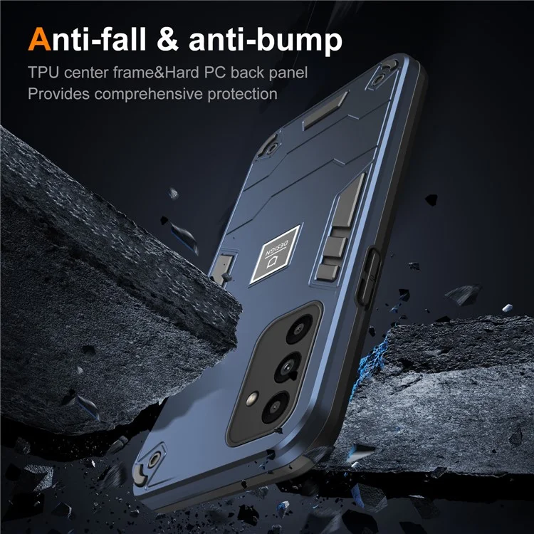 For Samsung Galaxy A15 5G Phone Case Drop Protection Dual Layer PC+TPU - Navy Blue