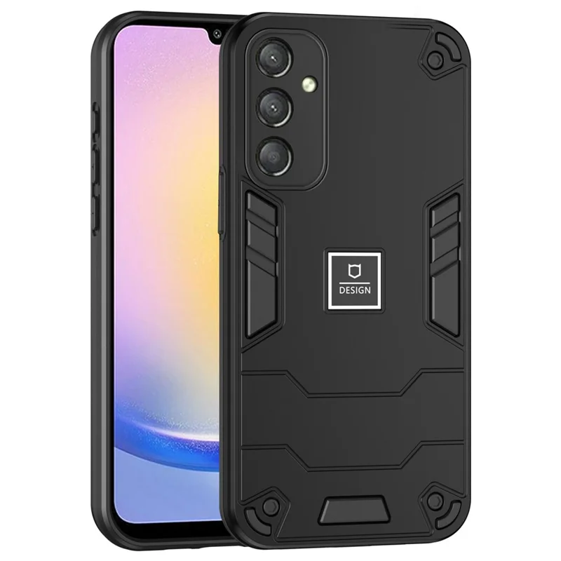 For Samsung Galaxy A25 5G (Global) (161.0 x 76.5 x 8.3mm) Phone Case Shock Absorption TPU Bumper Hard PC Back Hybrid Cover - Black