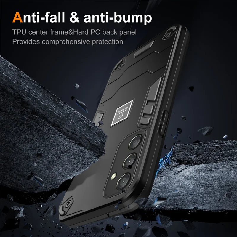 For Samsung Galaxy A25 5G (Global) (161.0 x 76.5 x 8.3mm) Phone Case Shock Absorption TPU Bumper Hard PC Back Hybrid Cover - Black
