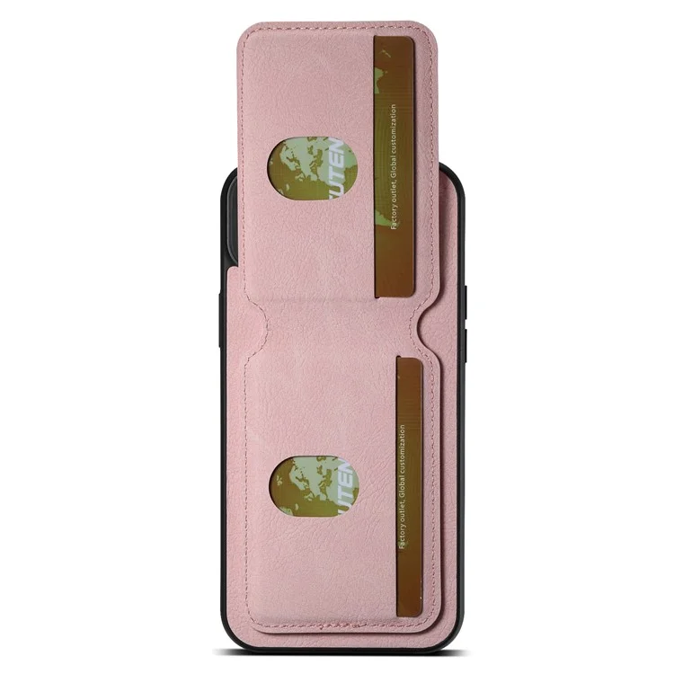 SUTENI H02 For iPhone 13 6.1 inch Case Litchi Texture Vertical Flip Kickstand Phone Cover - Pink