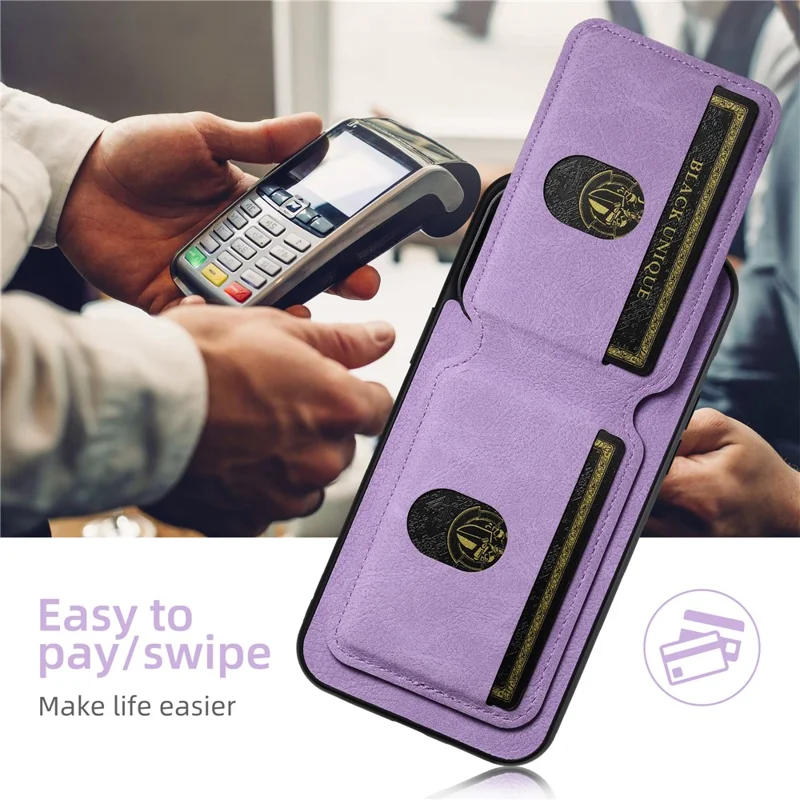 SUTENI H02 för iPhone 15 Pro Magnetisk mobilskal med Litchi-struktur Skinn Skållskydd baklucka - Lila