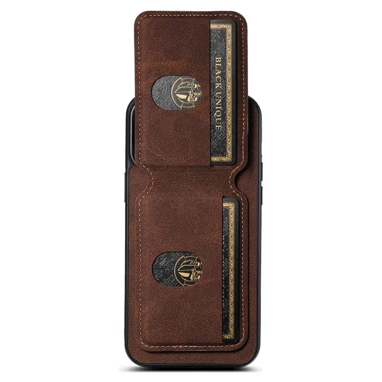 SUTENI H02 pour étui iPhone 14 Pro Flip vertical texture de litchi support intégré Protection arrière du téléphone - Marron