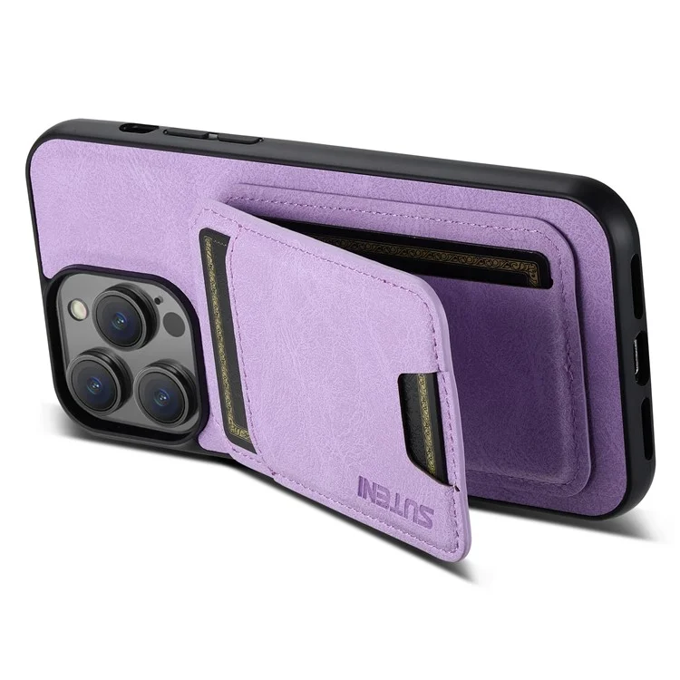 SUTENI H02 для iPhone 11 Pro PU Leather Case Litchi Texture Anti-scratch Phone Cover - Purple