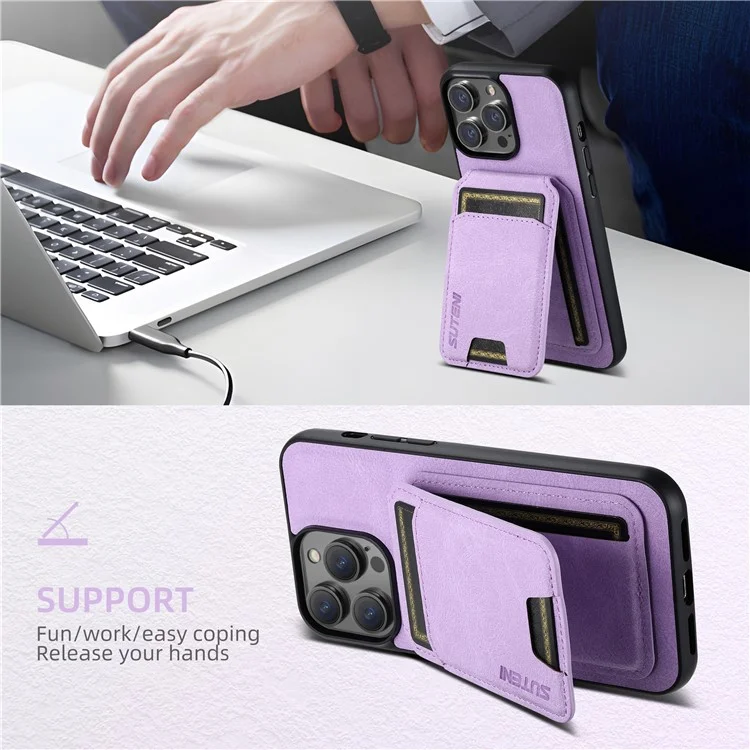 SUTENI H02 для iPhone 11 Pro PU Leather Case Litchi Texture Anti-scratch Phone Cover - Purple