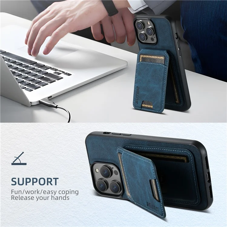 SUTENI H02 For iPhone 12 6.1 inch / 12 Pro 6.1 inch Litchi Texture Cover Vertical Flip PU Leather Case - Blue