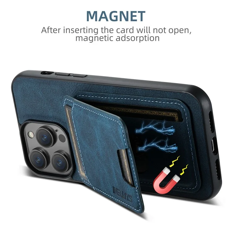 SUTENI H02 For iPhone 12 6.1 inch / 12 Pro 6.1 inch Litchi Texture Cover Vertical Flip PU Leather Case - Blue