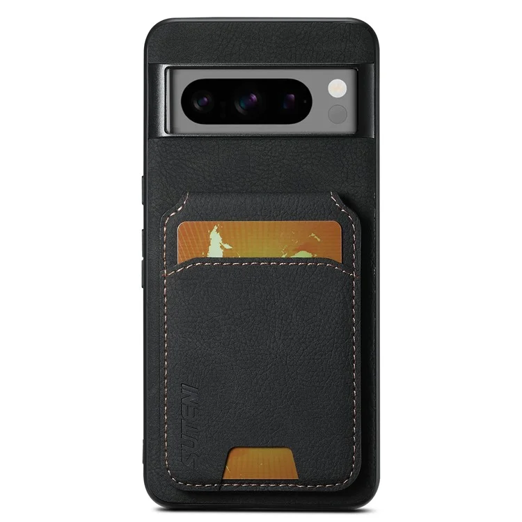 SUTENI H02 For Google Pixel 8 Pro Litchi Texture Case Vertical Flip Card Holder Protective Back Cover - Black